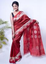 Banglori Sattin Red Daily Wear Printed Saree